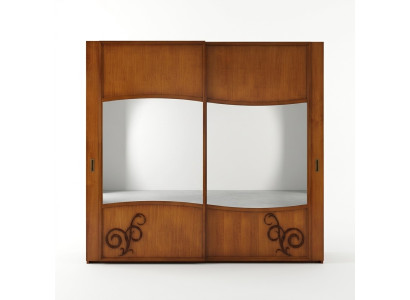 Schrank Kleiderschrank mit Schiebetüren Schlafzimmer Wand Schränke Holz Spiegel