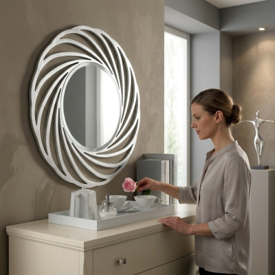 Spiegel Hängespiegel Holz Modern Wandspiegel Möbel Spieglein Design 90x90 Neu