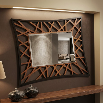 Spiegel Hängespiegel Holz Modern Wandspiegel Möbel Spieglein Design 111x89 Neu