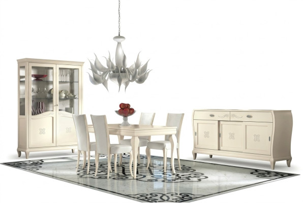 Esszimmer Esstisch Stuhl Kommode Vitrine Ess Tisch Gruppe Holz Italy Set 7tlg