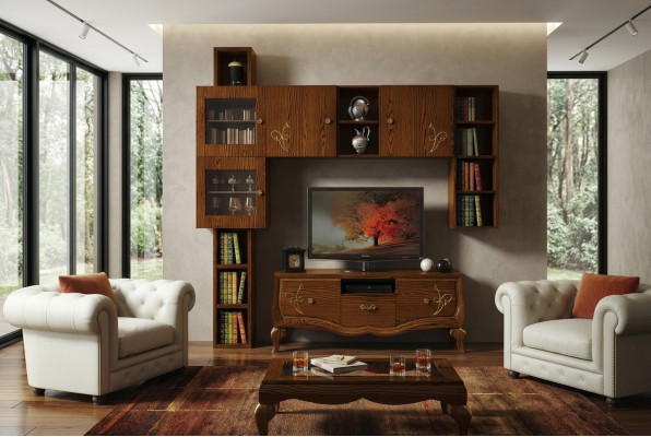 Klassisch Gruppe rtv Set Wohnzimmer Vitrine tv Modern Holz Möbel Schrank Stil
