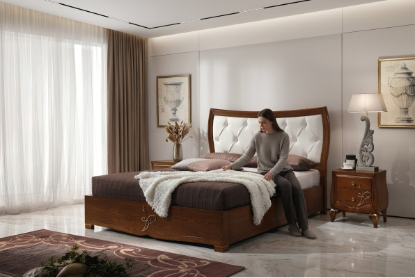 Bett Betten Bettrahmen Holz Doppel Schlafzimmer Braun Modern Doppelbett Möbel