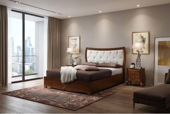 Bett Betten Bettrahmen Holz Doppel Schlafzimmer Braun Modern Doppelbett Möbel