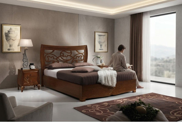 Schlafzimmer Bett Nachttisch Betten Garnitur Holz Bettrahmen Luxus Neu Set 3tlg.