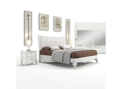 Bett Doppelbett Betten Polster Holz Designer Doppel Bettrahmen Weiß Bettgestelle