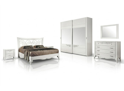 Set 6tlg Schlafzimmer Bett Nachttisch Kleiderschrank Kommode Spiegel Garnitur