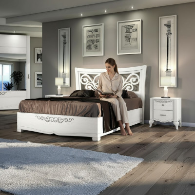 Set 3tlg Schlafzimmer Bett Nachttisch Betten Doppelbett Holz Gruppe Garnitur Neu