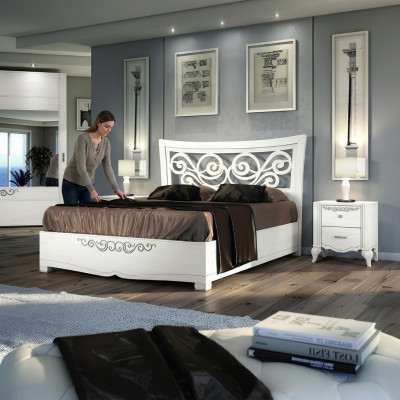 Doppelbett Bett Luxus Betten Holz Bettgestelle Bettrahmen Weiß Design Modern Neu