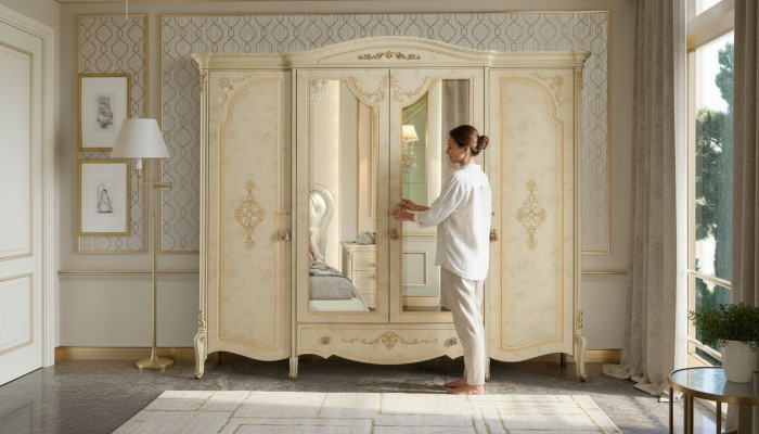 Kleiderschrank Schrank Barock Stil Möbel Klassische Schlafzimmer Schränke Holz