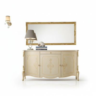 Sideboard Spiegel Anrichte Sideboard Holz Design Möbel Stil Kommode Set 2tlg.
