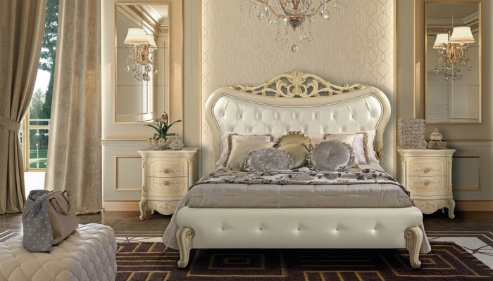 Chesterfield Bett Polster Design Luxus Doppel Hotel Betten Italienische Holz Neu
