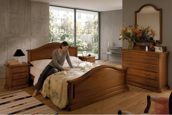 Bett Nachttisch Schrank Schrank Schlafzimmer Kommode Naturholz Neues Set 5tlg.