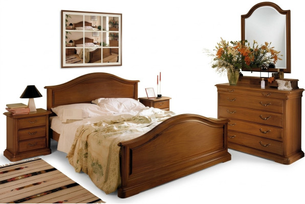 Bett Nachttisch Schrank Schrank Schlafzimmer Kommode Naturholz Neues Set 5tlg.