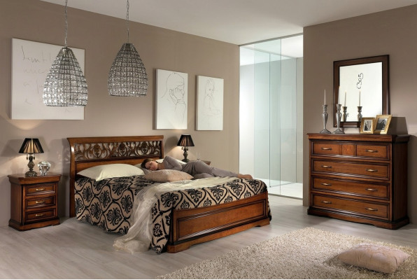 Schlafzimmer Möbel Set Garnitur Italienische Möbel Nachttisch Massives Holz 3tlg