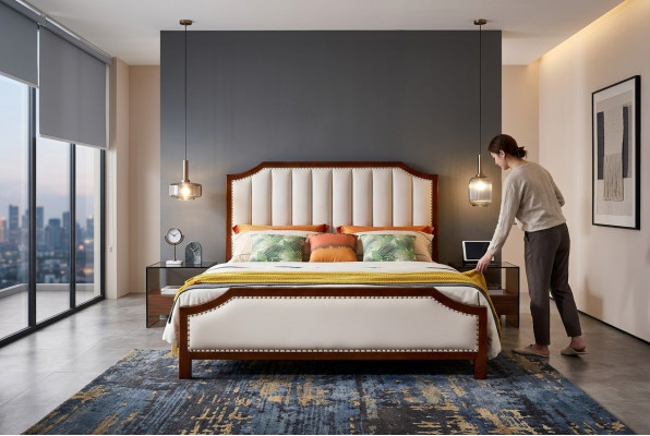 Bett 2x Nachttische 3 tlg. Schlafzimmer Set Design Klassisch Luxus