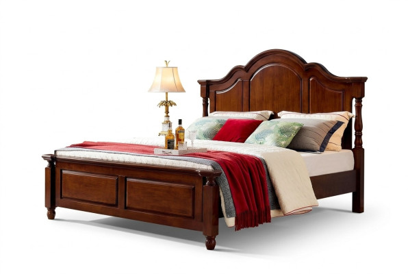Klassisches Doppelbett Schlafzimmer Bett Möbel Holz Betten Massiv Braun