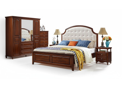Luxus Set 3tlg.Bett 2 Nachttische Schlafzimmer Betten Holz Bettgestell
