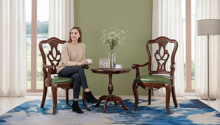 Designer Stuhl Armlehnen Wohnzimmer 2x Stühle Holz Gruppe Garnitur