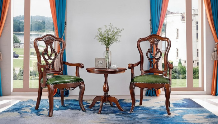 Designer Stuhl Armlehnen Wohnzimmer 2x Stühle Holz Gruppe Garnitur