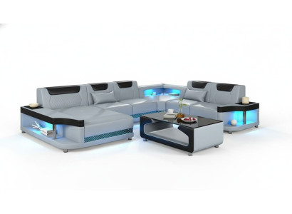 Ecksofa U Form+Couchtisch Modernes Polster Wohnzimmer Möbel Ecksofa Design Sofa