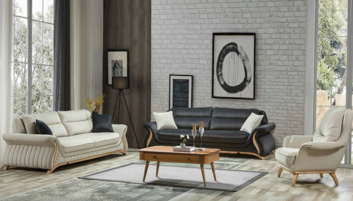 Design Sofagarnitur Polster Sofa Sessel Set Garnitur 3+3+1 3 tlg. Set