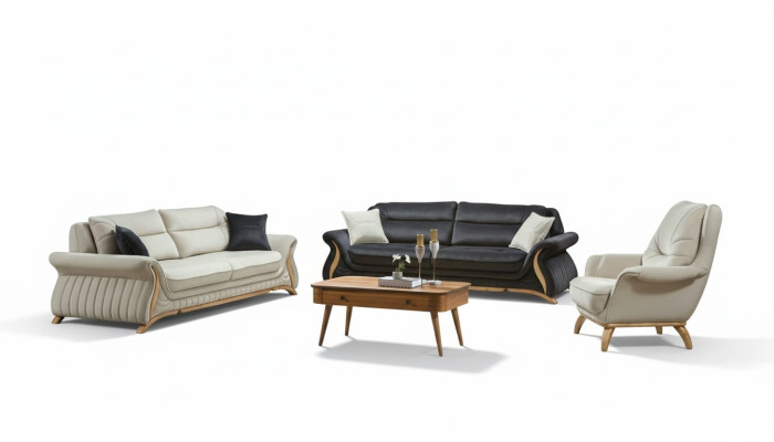 Design Sofagarnitur Polster Sofa Sessel Set Garnitur 3+3+1 3 tlg. Set