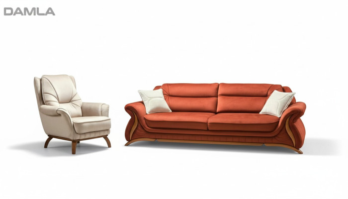 Sofa Couch Polster 3+1 Sitz Kunstleder Sofas Sessel Sitz Garnituren Design