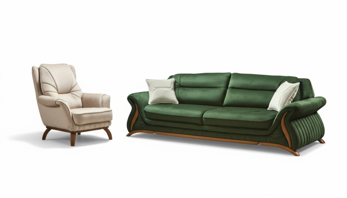 Luxus Klassische Textil Couchen Design Sofa 3+1 Sitz Sessel Couch Polster Sofas