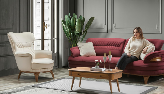 Sofa 3 Sitzer + Sessel Wohnzimmer Sofa Sofas Sessel Luxus Stoff Möbel