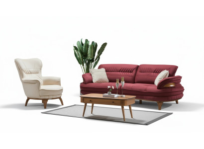 Sofa 3 Sitzer + Sessel Wohnzimmer Sofa Sofas Sessel Luxus Stoff Möbel