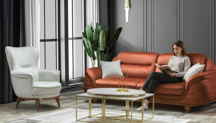 Sofa 3 Sitzer + Sessel Wohnzimmer Sofa Sofas Sessel Stoff Möbel Luxus