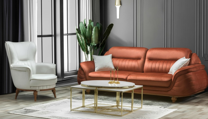 Sofa 3 Sitzer + Sessel Wohnzimmer Sofa Sofas Sessel Stoff Möbel Luxus
