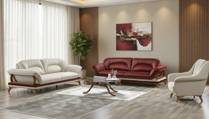Luxus Garnitur Set Sofagarnitur 3+3+1 Sitzer Sofa Sessel 3tlg. Sets
