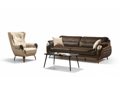 Sofa 3 Sitzer Sessel Design Polster Sitz Klassisch Design Wohnzimmer