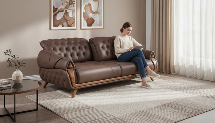 Dreisitzer Stoff Sofa Couch Polster Möbel Klassisch Wohnzimmer Design