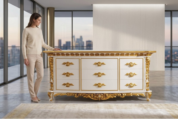 Kommode Wohnzimmer Kommoden Schubladen Holz Sideboard Schrank Schränke Massiv