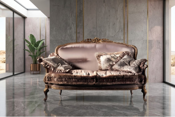 Sofa 2 Sitzer Couch Holz Polsterung Möbel Couchen Italienische Einrichtung Neu
