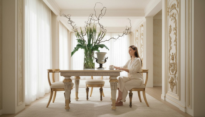 Möbel Einrichtung Gruppe Tisch + 4 Stuhl Set 5tlg. Esstisch Garnitur Esszimmer