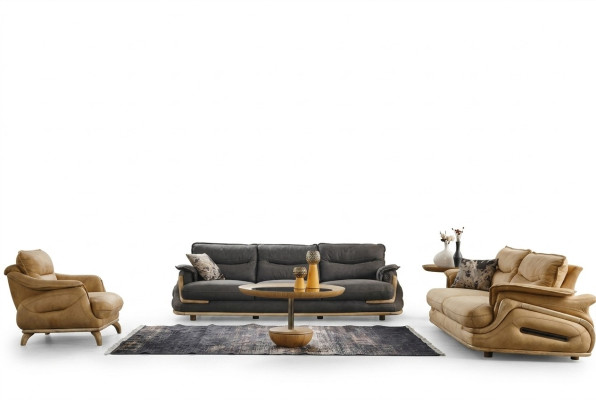 Design Sofagarnitur 4+3+1 Leder Sofa 3 tlg. Set Couchen Sofas Couch