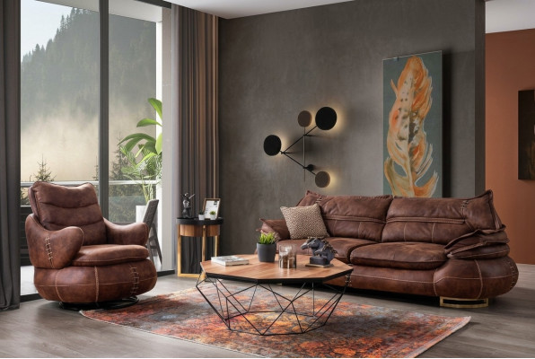 Luxus US Western Sofagarnitur Couch Loft Möbel 3+1 Sitzer Sofa Sessel 2-tlg. Neu