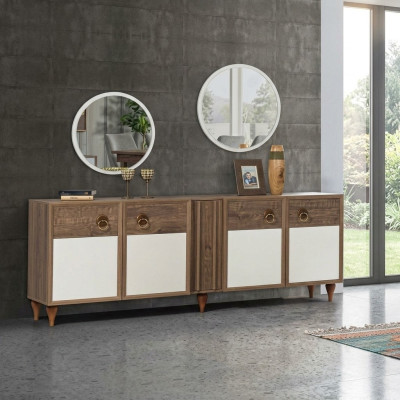Kommode Schubladen Holz Sideboard Spiegel Massiv Wohnzimmer Kommoden
