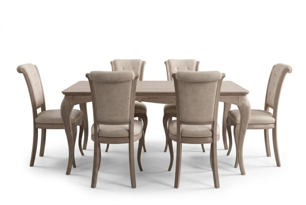 Esstisch Esszimmer Garnitur Möbel Einrichtung Gruppe Tisch + 6 Stuhl Set 7tlg.