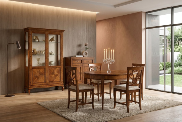 Esszimmer Set Garnitur Stühle 4x Vitrine Gruppe Essgruppe Vitrinen 7tlg. Kommode