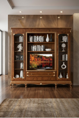 Fernseh Schrank Anbauwand Wohnwand tv Schrankwand Massivholz Modern Echtholz Neu