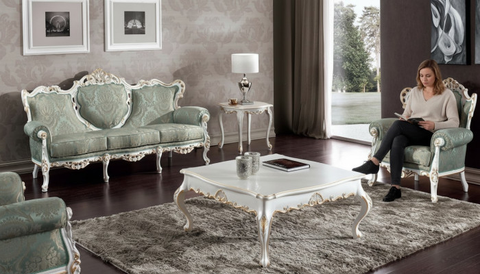 Sofagarnitur Set Couch Klassische Barock Möbel Wohnzimmer Couch 5tlg. Sofa Tisch