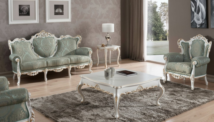 Sofagarnitur Set Couch Klassische Barock Möbel Wohnzimmer Couch 5tlg. Sofa Tisch
