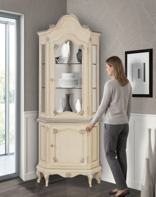 Vitrinen Massive Holz Glas Schrank Echtholz Vitrine Wohnzimmer Möbel Anrichte