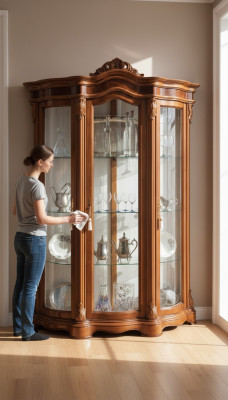 Vitrinen Glas Schrank Vitrine Wohnzimmer Holz Anrichte Italienische Möbel Regal