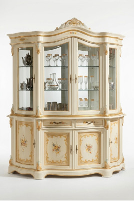 Vitrinen Glas Schrank Vitrine Wohnzimmer Holz Anrichte Italienische Möbel Regal