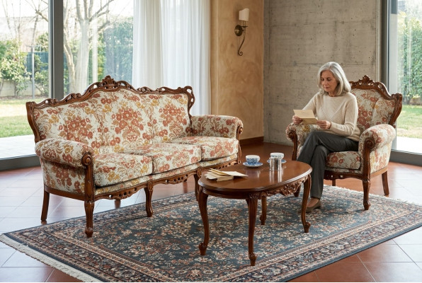 Italienische Sofagarnitur Klassische Sofa Couch Set Couchtisch 3tlg. Garnitur